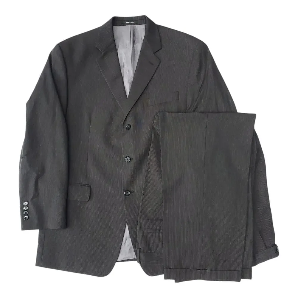 Michael Kors 2 Pc Suit Wool Old Money Heritage Academia Brown Stripe 42R 35x29